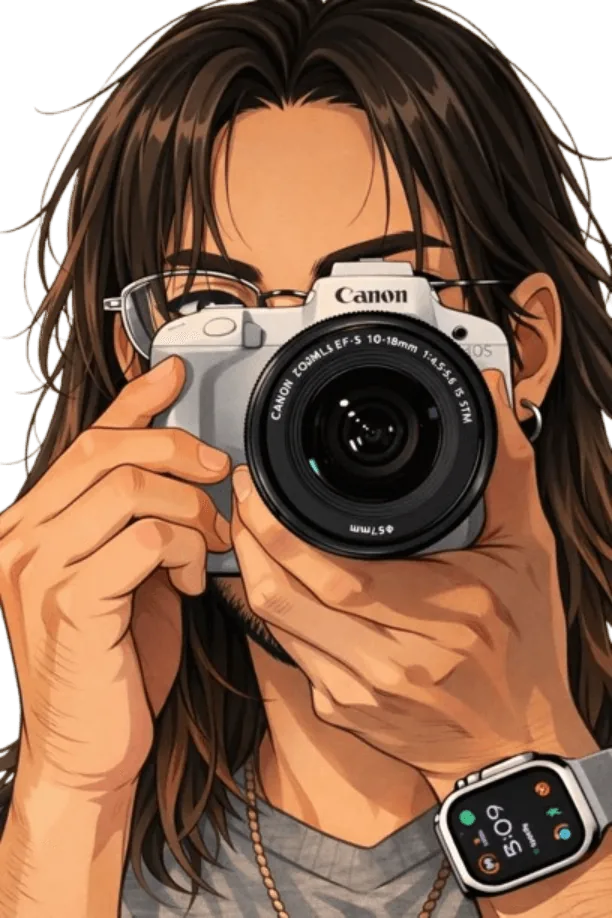 Illustration of Jeff Lang looking through his camera